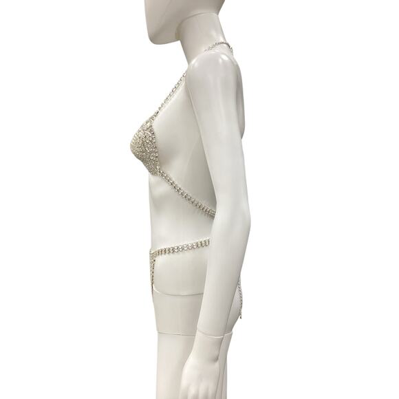 New Frederic’s Of Hollywood 2Piece Set Women’s One Size Bra + Bottom Rhinestones - Picture 3 of 5